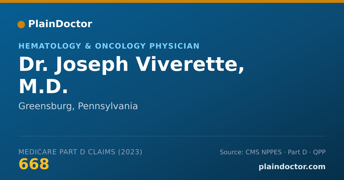 Shareable card for Joseph Viverette, M.D. - Hematology & Oncology Physician, Greensburg, PA