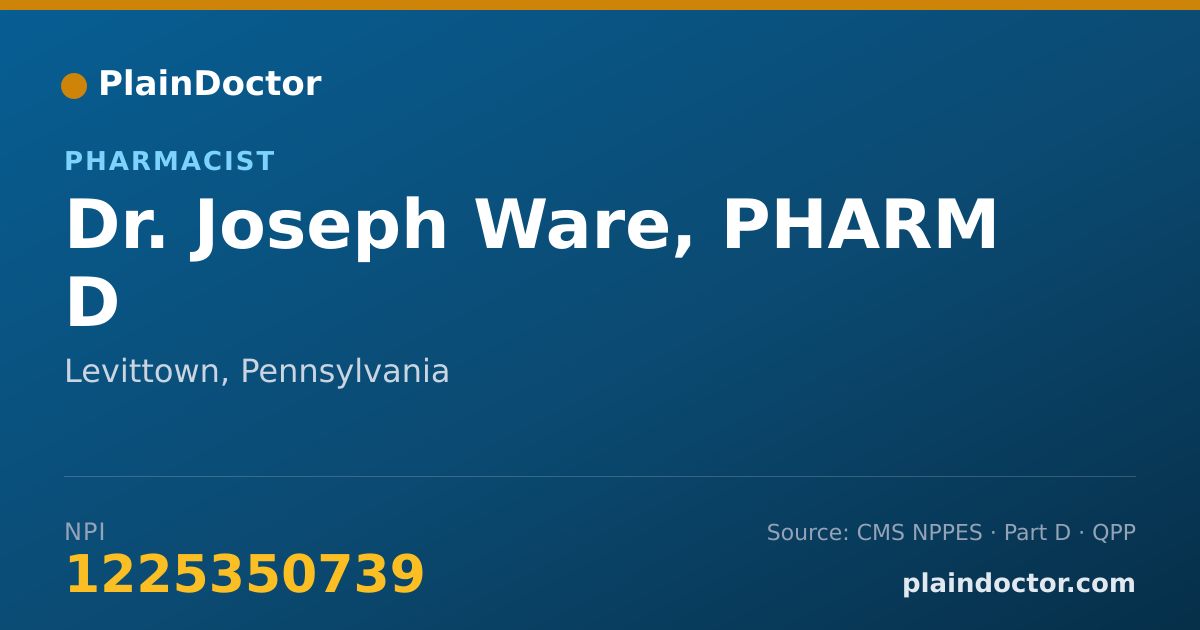 Shareable card for Joseph Ware, PHARM D - Pharmacist, Levittown, PA