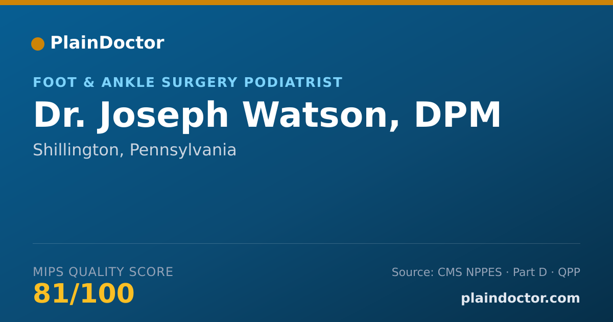 Shareable card for Joseph Watson, DPM - Foot & Ankle Surgery Podiatrist, Shillington, PA