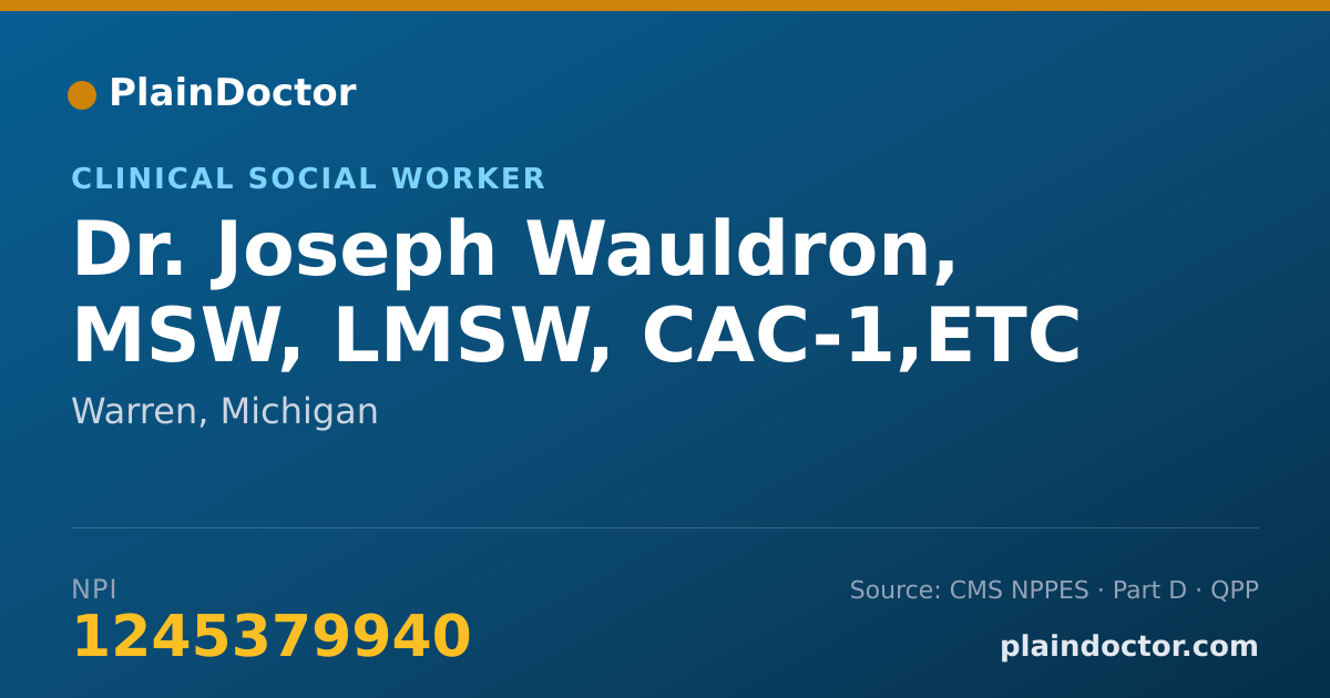 Shareable card for Joseph Wauldron, MSW, LMSW, CAC-1,ETC - Clinical Social Worker, Warren, MI