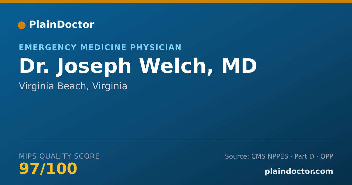 Shareable card for Joseph Welch, MD - Emergency Medicine Physician, Virginia Beach, VA