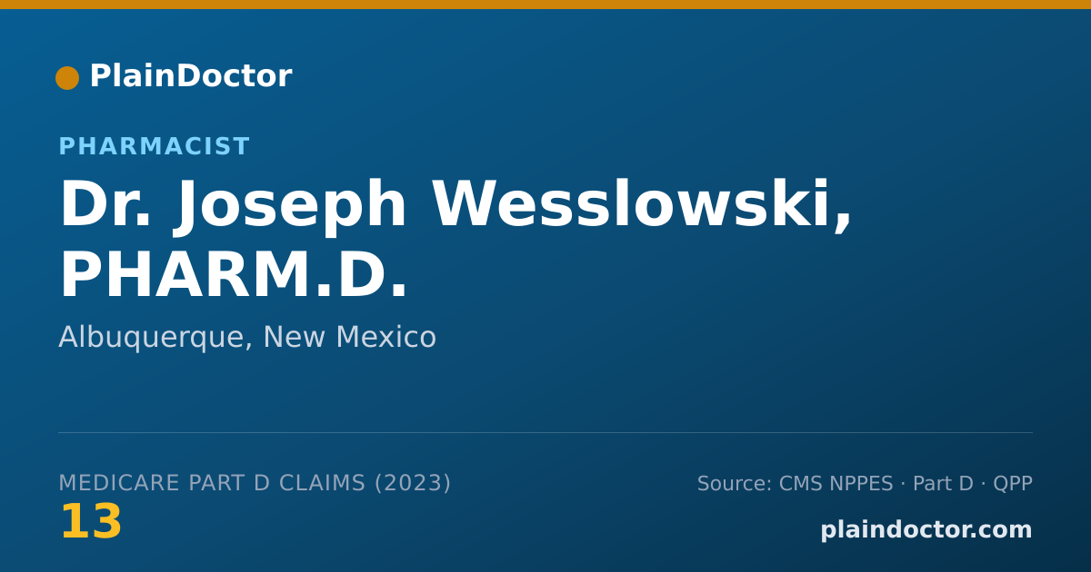 Shareable card for Joseph Wesslowski, PHARM.D. - Pharmacist, Albuquerque, NM