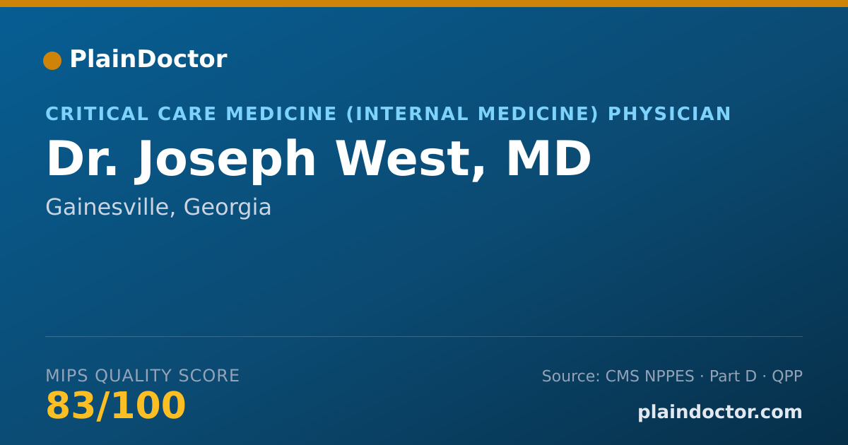 Shareable card for Joseph West, MD - Critical Care Medicine (Internal Medicine) Physician, Gainesville, GA
