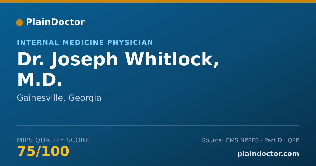 Shareable card for Joseph Whitlock, M.D. - Internal Medicine Physician, Gainesville, GA