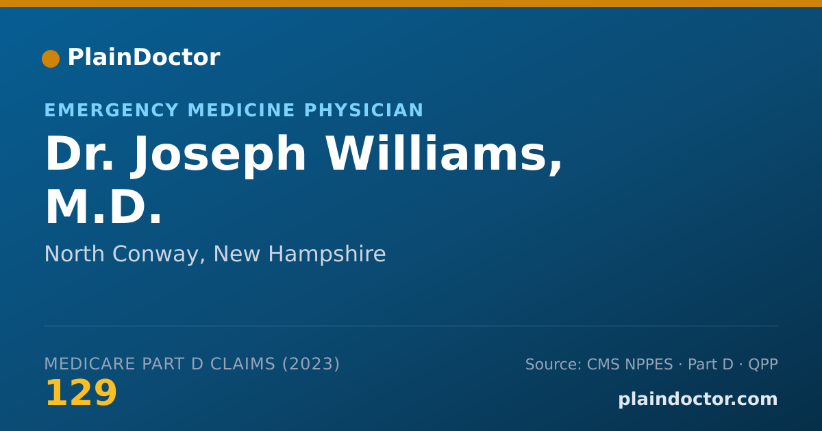 Shareable card for Joseph Williams, M.D. - Emergency Medicine Physician, North Conway, NH