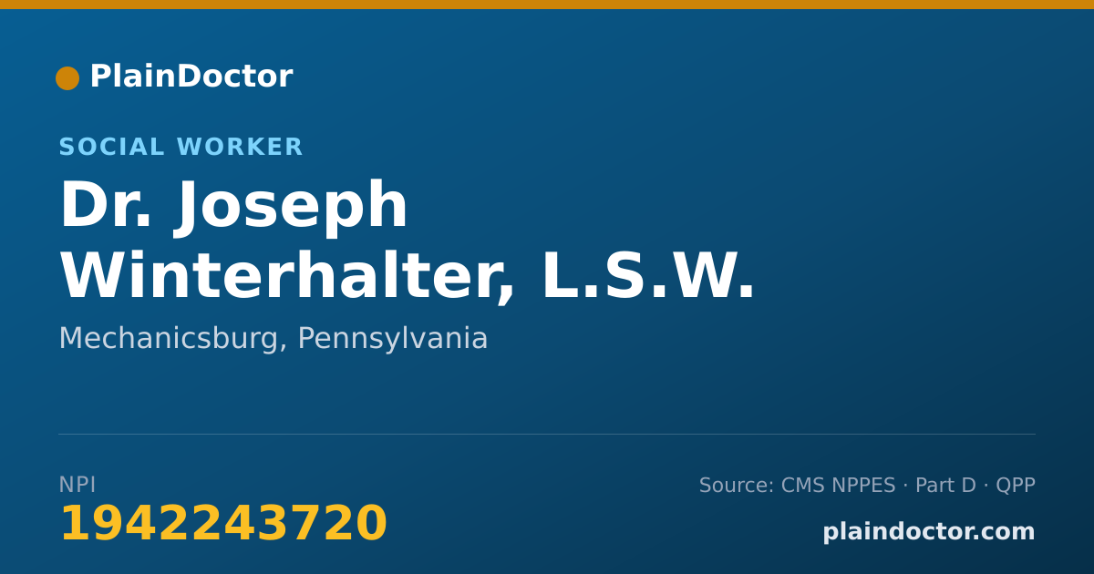 Shareable card for Joseph Winterhalter, L.S.W. - Social Worker, Mechanicsburg, PA