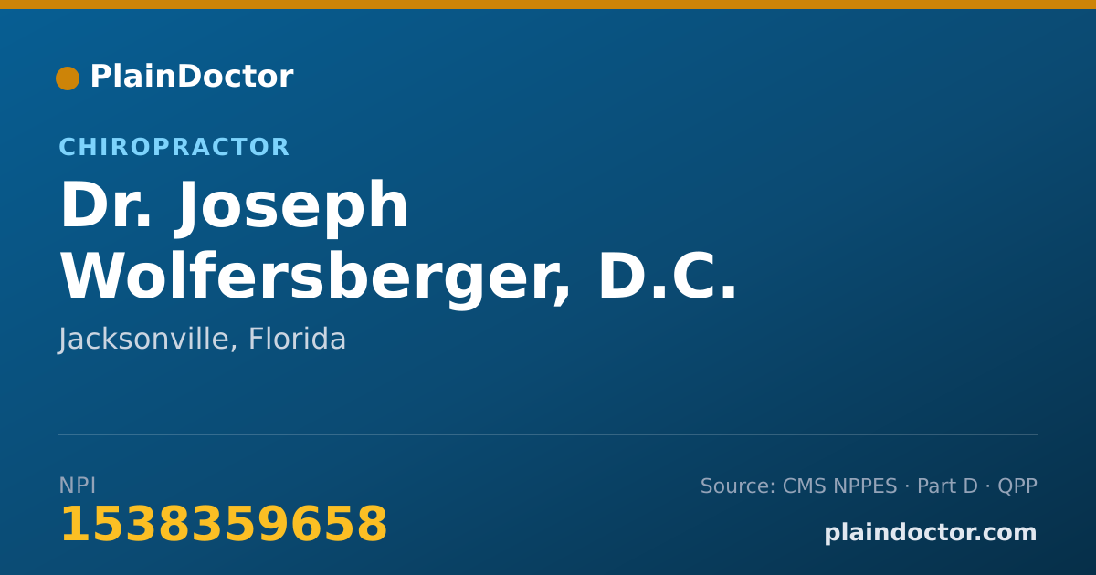 Shareable card for Joseph Wolfersberger, D.C. - Chiropractor, Jacksonville, FL