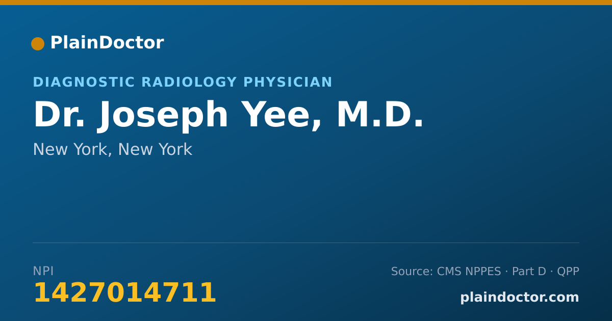 Shareable card for Joseph Yee, M.D. - Diagnostic Radiology Physician, New York, NY