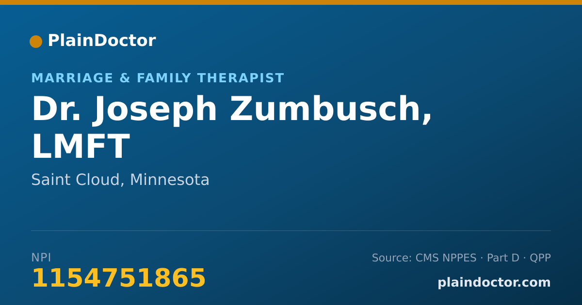 Shareable card for Joseph Zumbusch, LMFT - Marriage & Family Therapist, Saint Cloud, MN