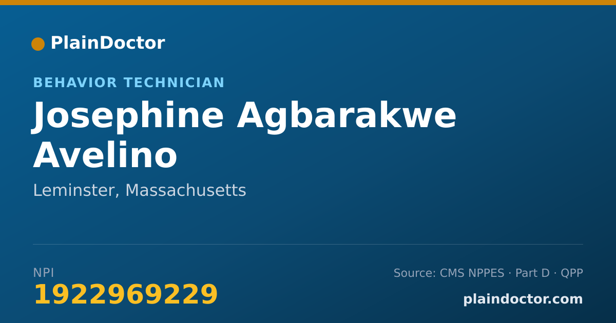 Shareable card for Josephine Agbarakwe Avelino - Behavior Technician, Leminster, MA