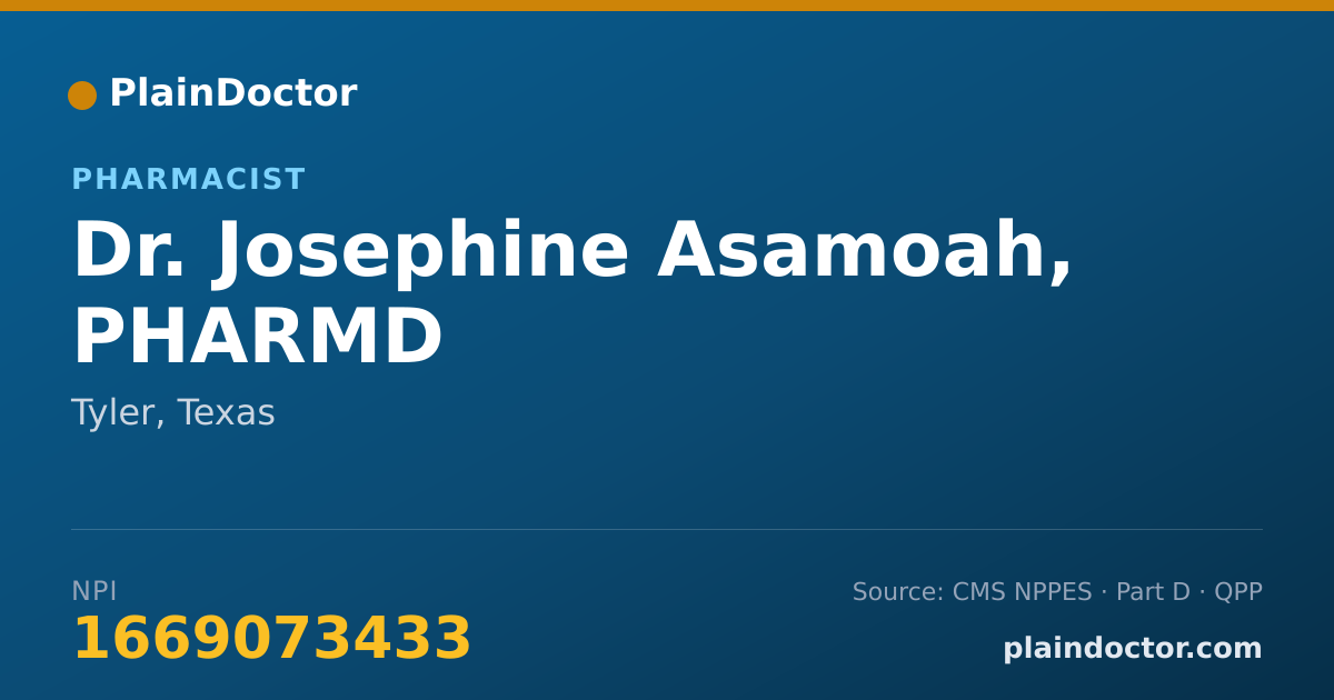 Shareable card for Josephine Asamoah, PHARMD - Pharmacist, Tyler, TX
