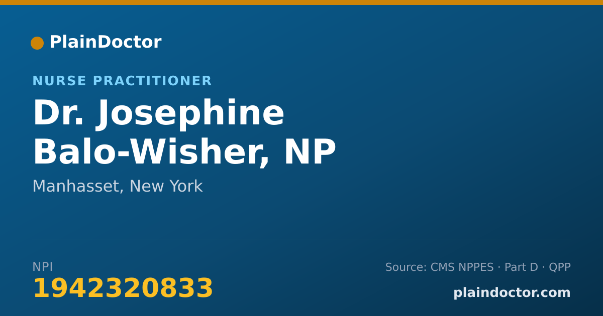 Shareable card for Josephine Balo-Wisher, NP - Nurse Practitioner, Manhasset, NY