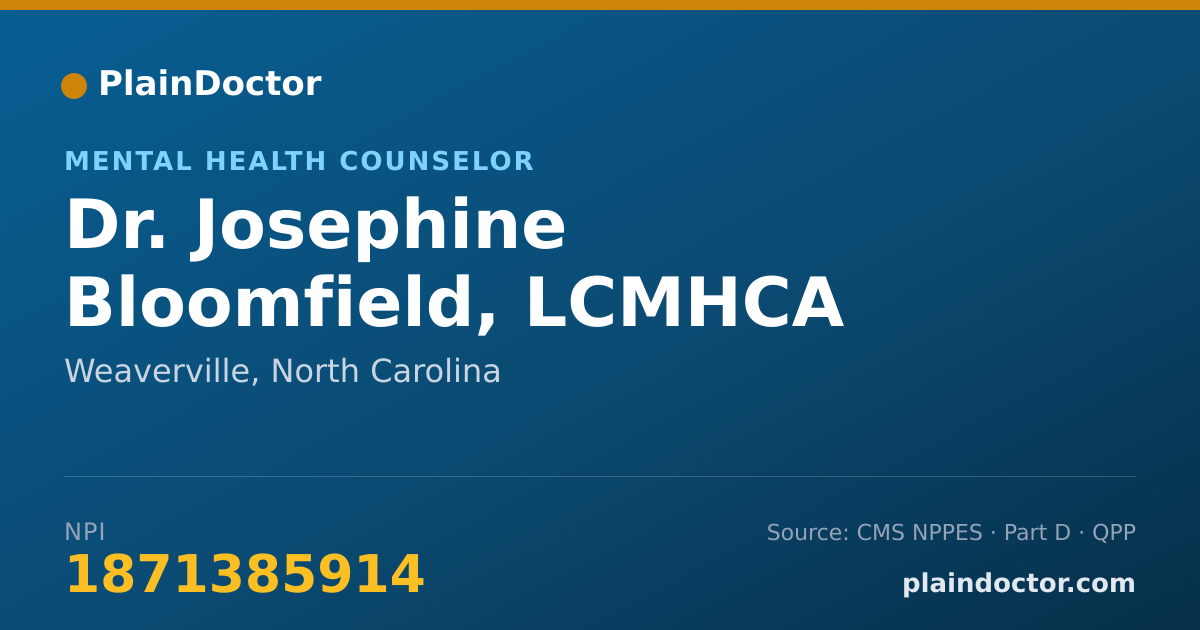 Shareable card for Josephine Bloomfield, LCMHCA - Mental Health Counselor, Weaverville, NC