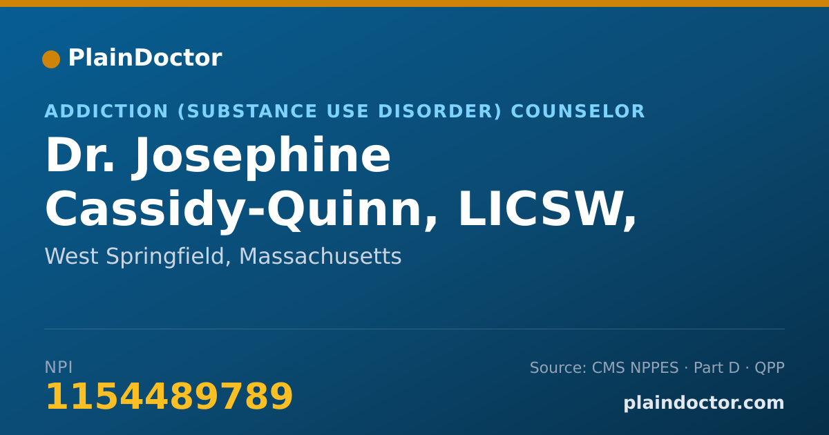 Shareable card for Josephine Cassidy-Quinn, LICSW, LADC - Addiction (Substance Use Disorder) Counselor, West Springfield, MA