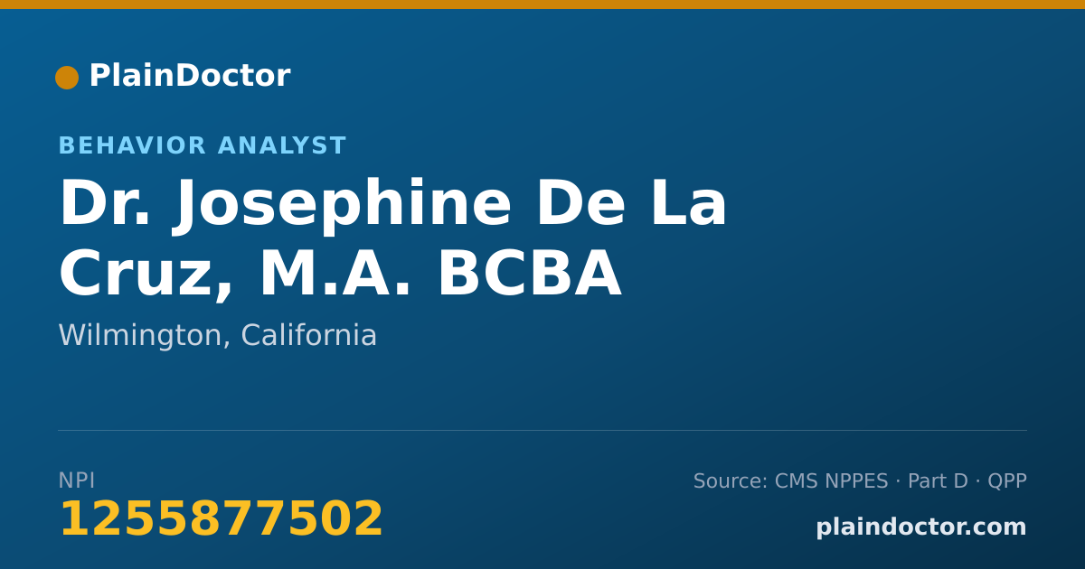 Shareable card for Josephine De La Cruz, M.A. BCBA - Behavior Analyst, Wilmington, CA