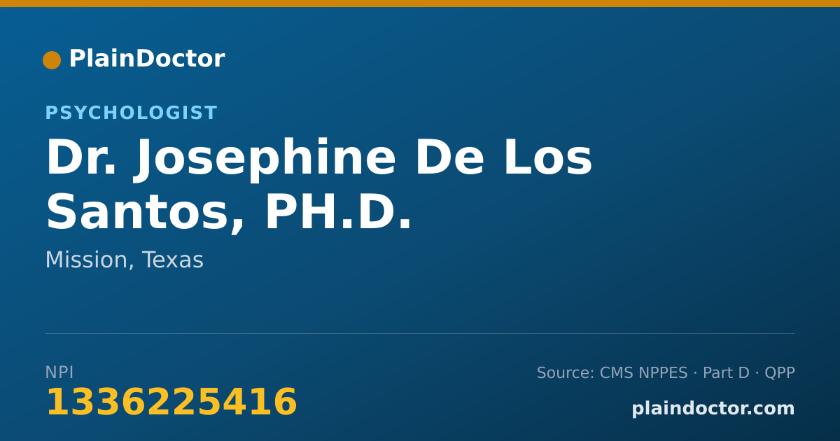 Shareable card for Josephine De Los Santos, PH.D. - Psychologist, Mission, TX