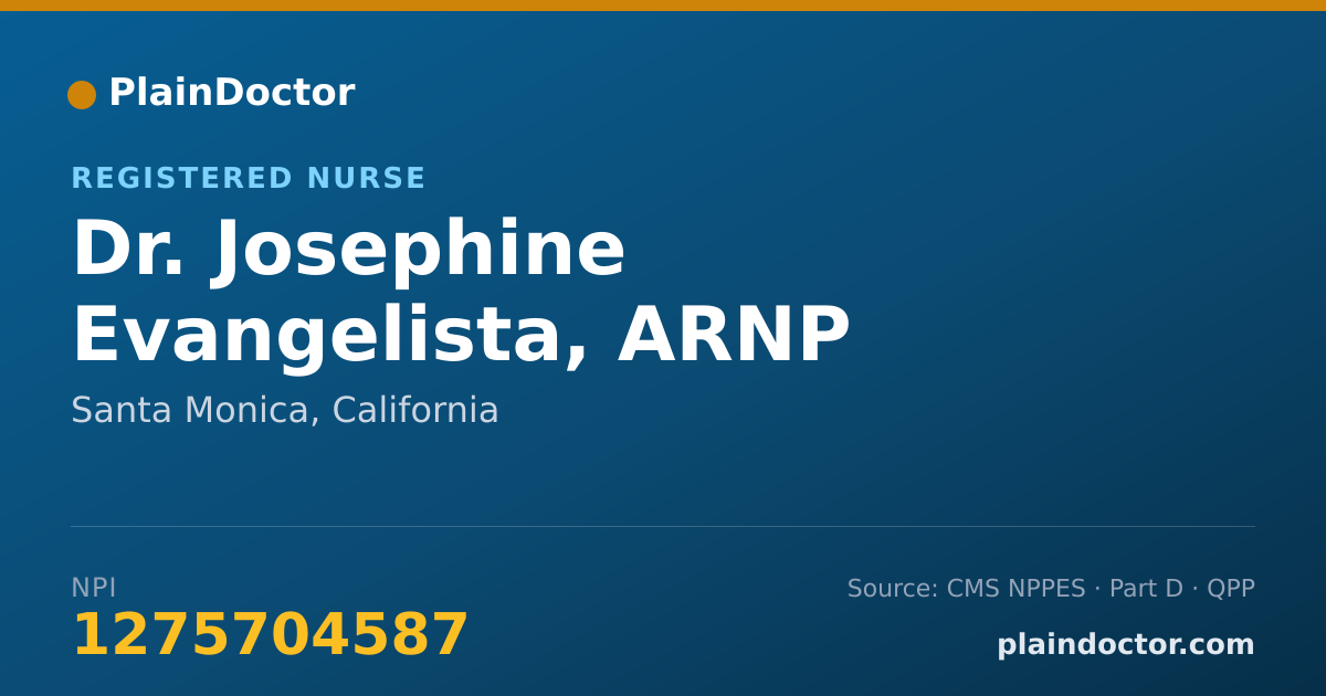 Shareable card for Josephine Evangelista, ARNP - Registered Nurse, Santa Monica, CA