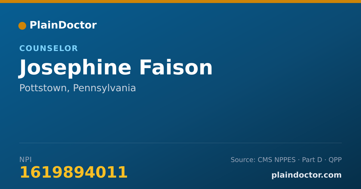 Shareable card for Josephine Faison - Counselor, Pottstown, PA