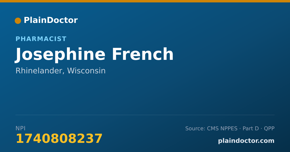 Shareable card for Josephine French - Pharmacist, Rhinelander, WI