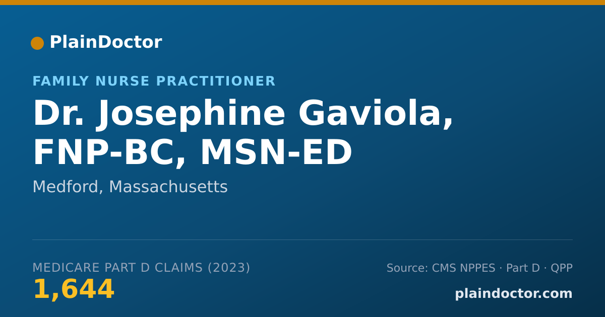 Shareable card for Josephine Gaviola, FNP-BC, MSN-ED - Family Nurse Practitioner, Medford, MA