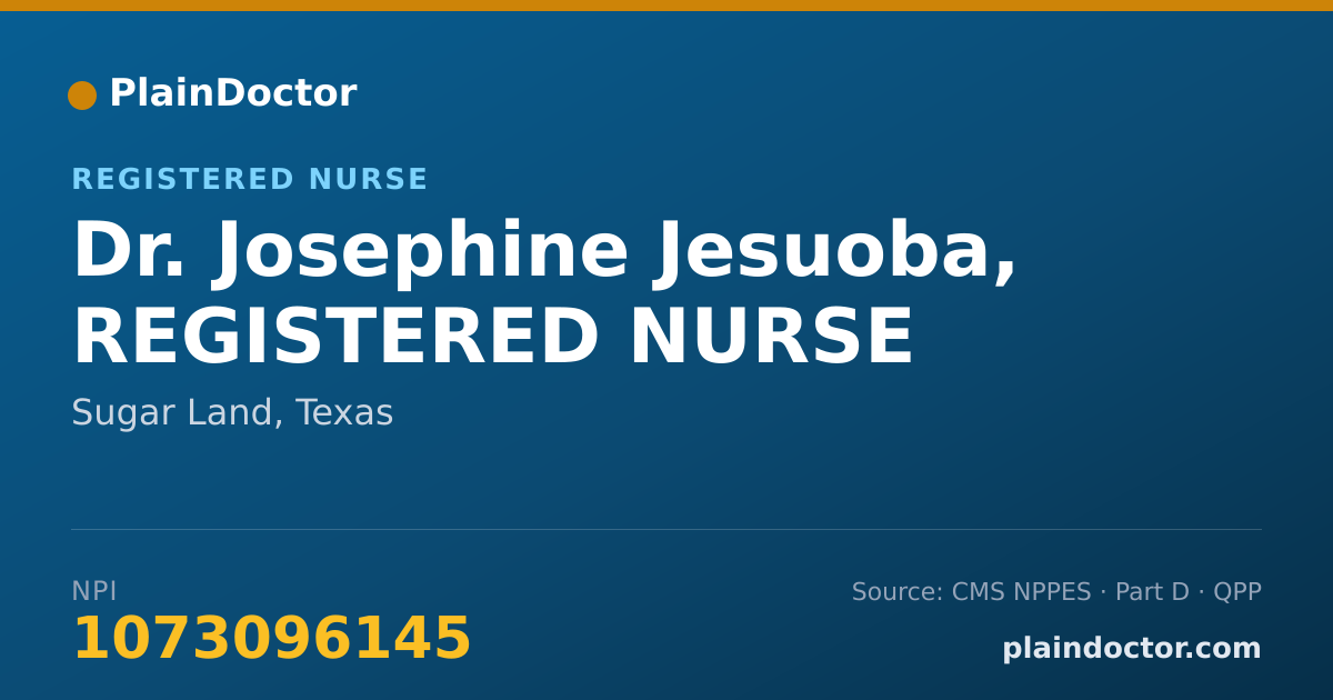 Shareable card for Josephine Jesuoba, REGISTERED NURSE - Registered Nurse, Sugar Land, TX