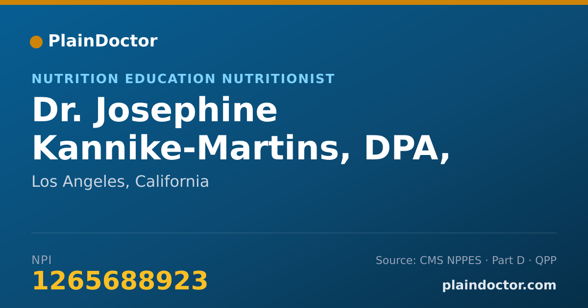 Shareable card for Josephine Kannike-Martins, DPA, RD - Nutrition Education Nutritionist, Los Angeles, CA