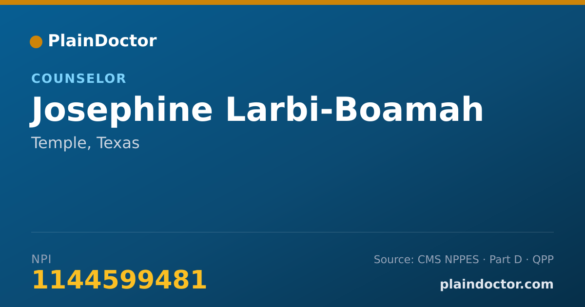 Shareable card for Josephine Larbi-Boamah - Counselor, Temple, TX