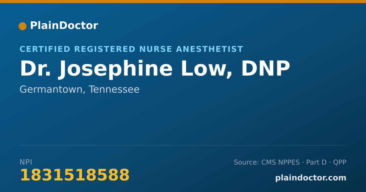 Shareable card for Josephine Low, DNP - Certified Registered Nurse Anesthetist, Germantown, TN
