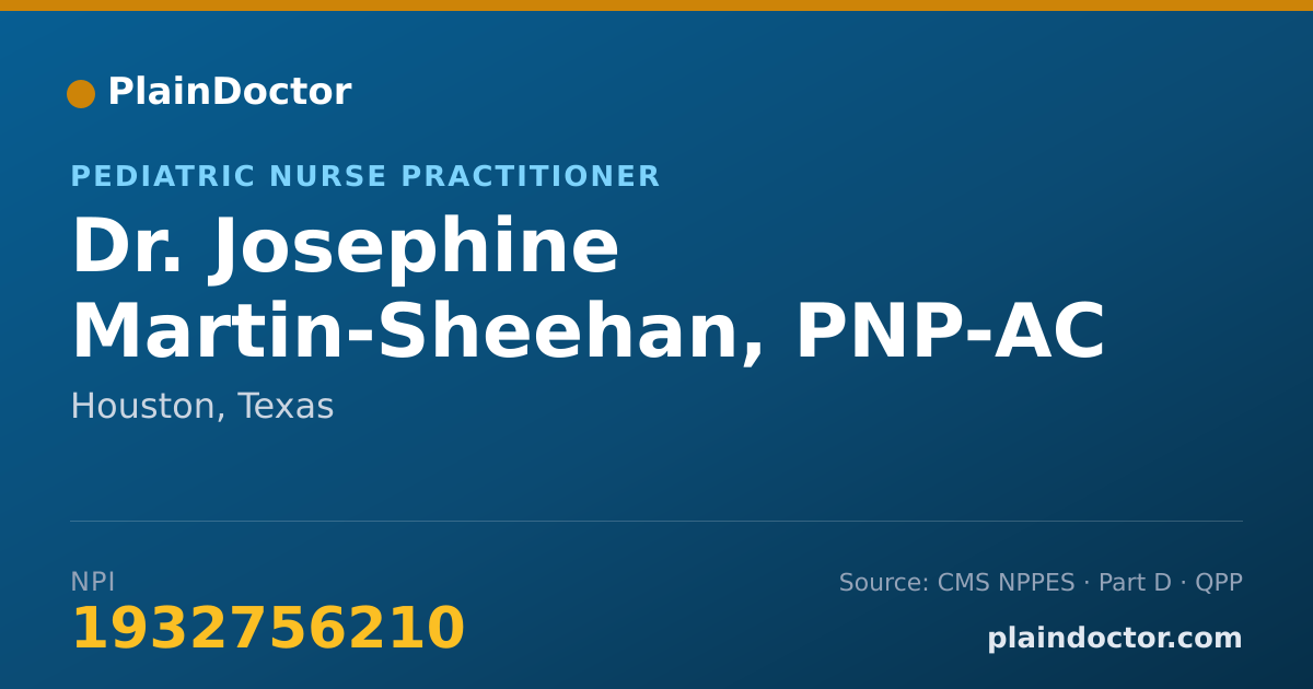 Shareable card for Josephine Martin-Sheehan, PNP-AC - Pediatric Nurse Practitioner, Houston, TX
