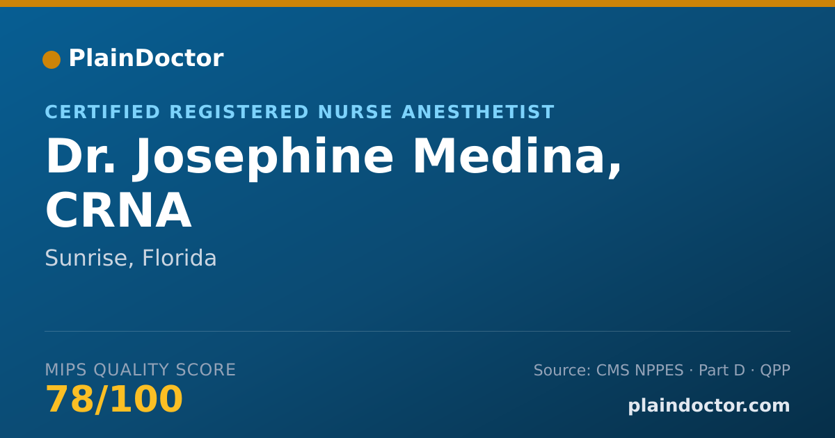 Shareable card for Josephine Medina, CRNA - Certified Registered Nurse Anesthetist, Sunrise, FL