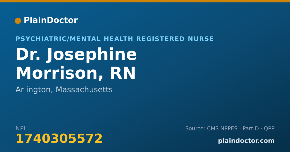 Shareable card for Josephine Morrison, RN - Psychiatric/Mental Health Registered Nurse, Arlington, MA