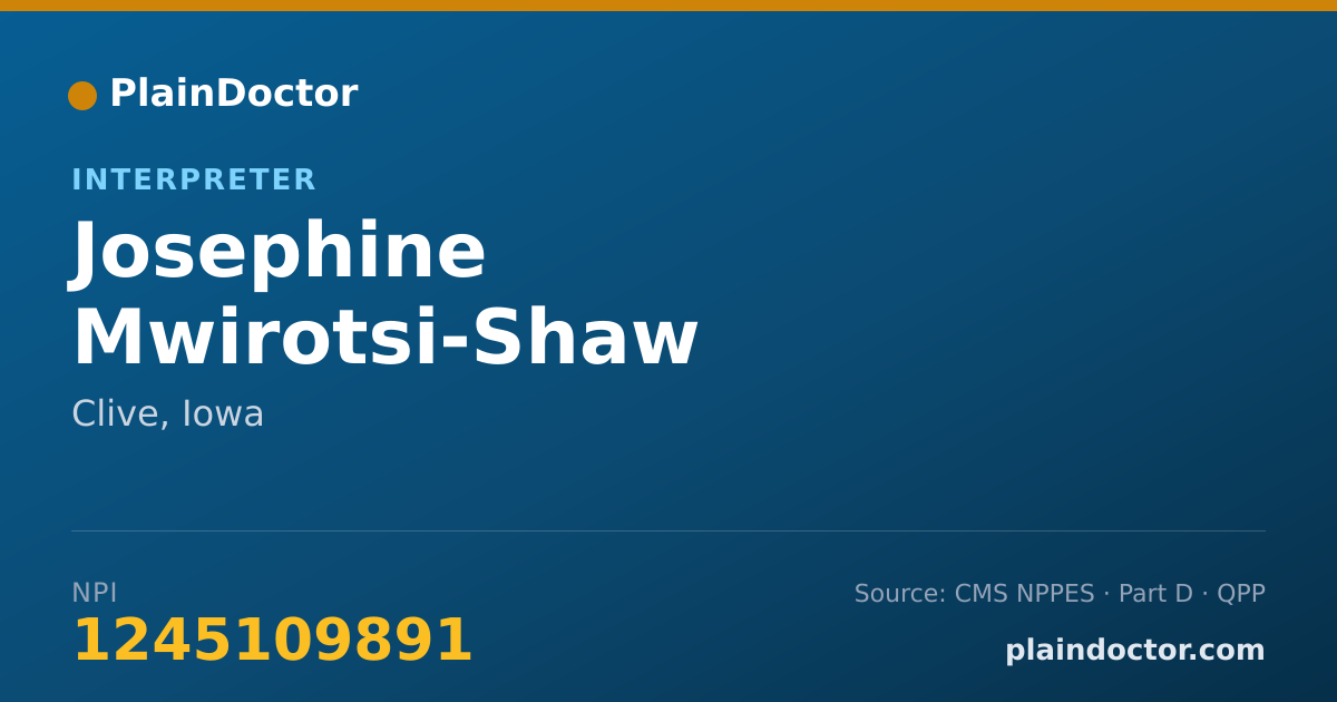 Shareable card for Josephine Mwirotsi-Shaw - Interpreter, Clive, IA
