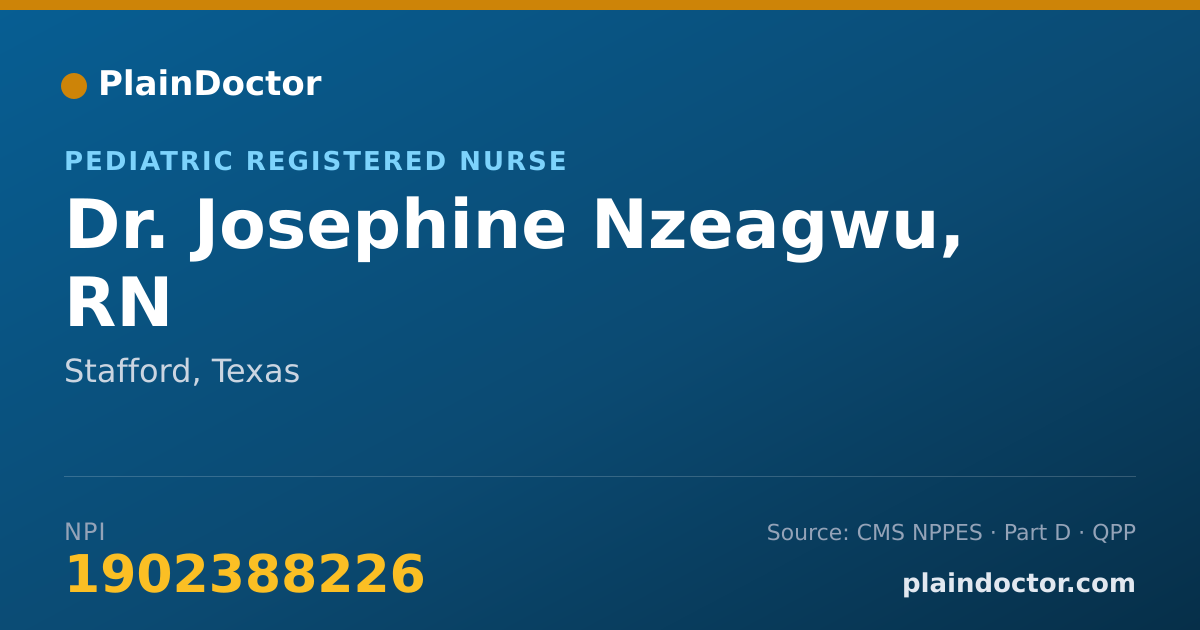 Shareable card for Josephine Nzeagwu, RN - Pediatric Registered Nurse, Stafford, TX