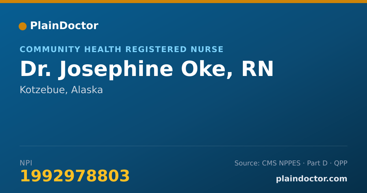 Shareable card for Josephine Oke, RN - Community Health Registered Nurse, Kotzebue, AK