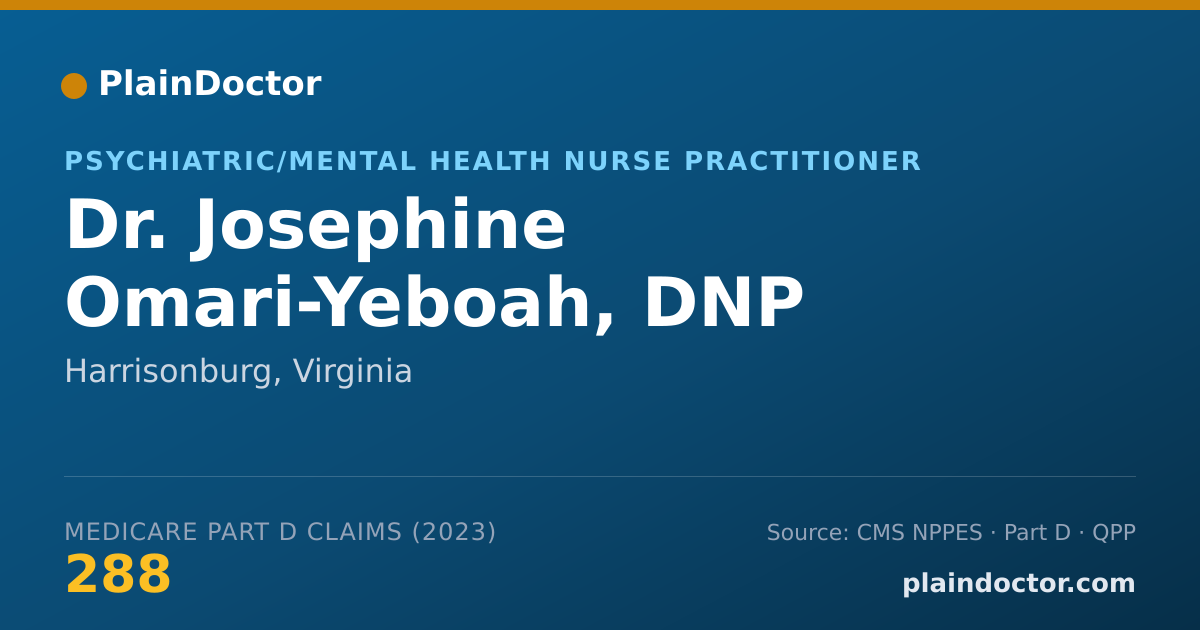 Shareable card for Josephine Omari-Yeboah, DNP - Psychiatric/Mental Health Nurse Practitioner, Harrisonburg, VA