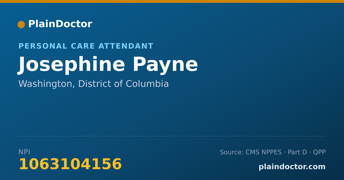 Shareable card for Josephine Payne - Personal Care Attendant, Washington, DC