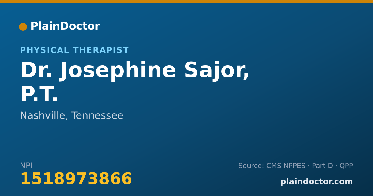 Shareable card for Josephine Sajor, P.T. - Physical Therapist, Nashville, TN