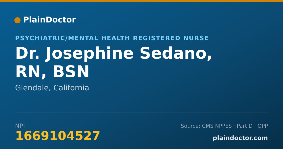 Shareable card for Josephine Sedano, RN, BSN - Psychiatric/Mental Health Registered Nurse, Glendale, CA