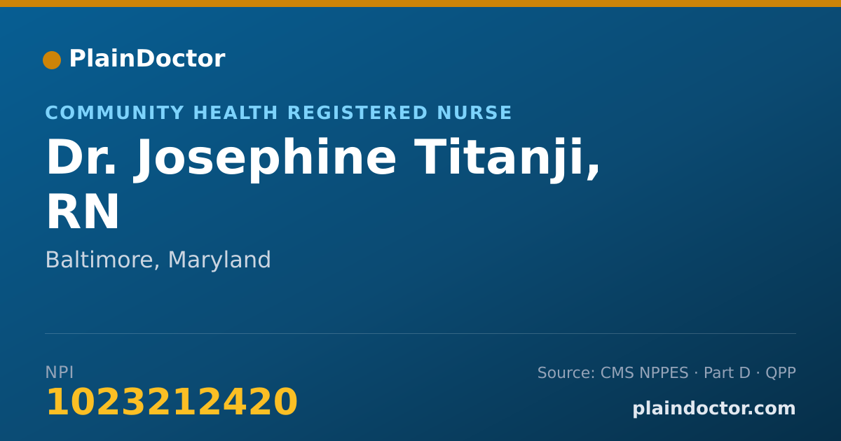 Shareable card for Josephine Titanji, RN - Community Health Registered Nurse, Baltimore, MD