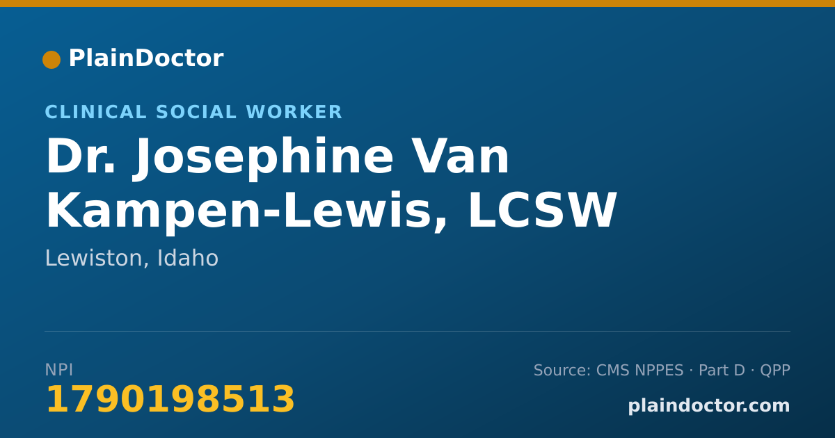 Shareable card for Josephine Van Kampen-Lewis, LCSW - Clinical Social Worker, Lewiston, ID