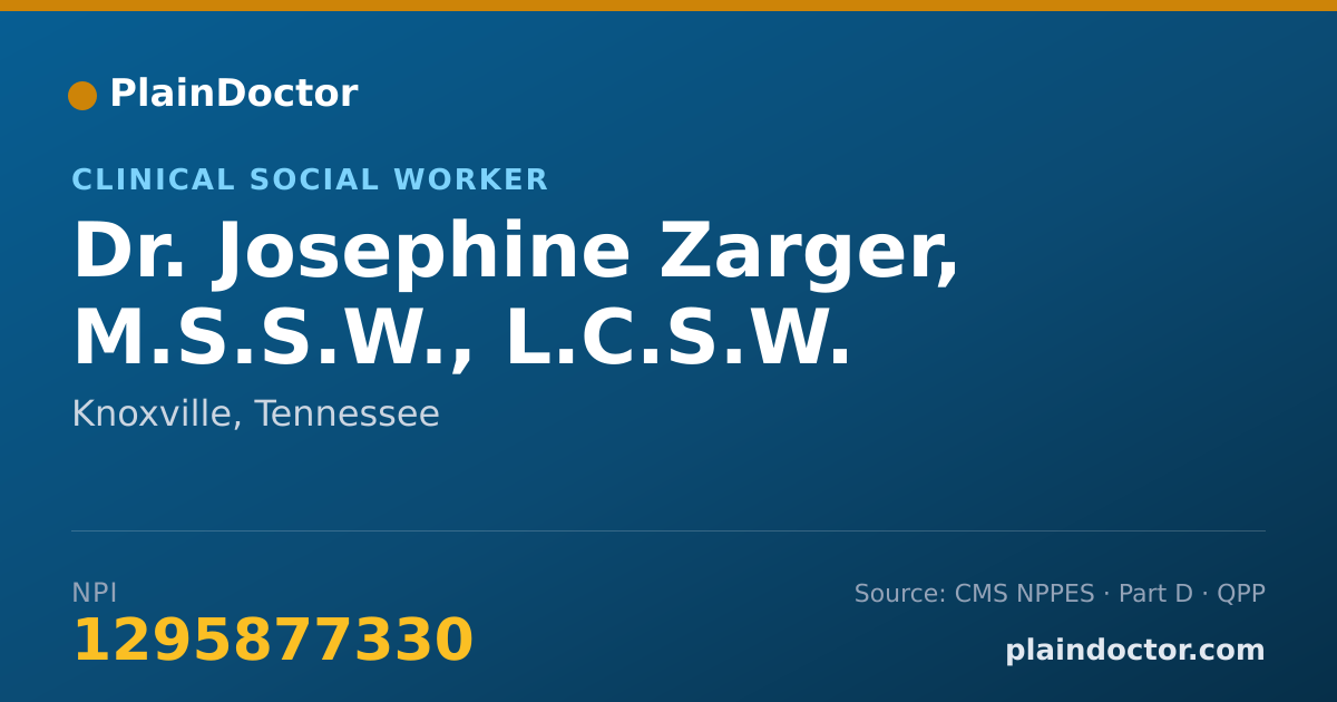 Shareable card for Josephine Zarger, M.S.S.W., L.C.S.W. - Clinical Social Worker, Knoxville, TN