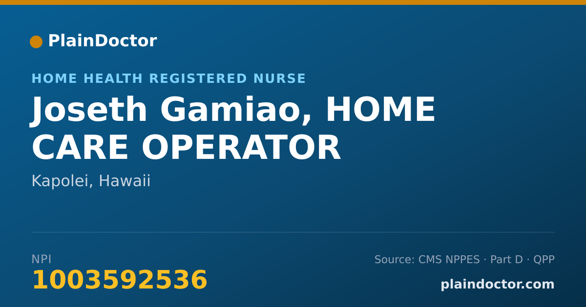Shareable card for Joseth Gamiao, HOME CARE OPERATOR - Home Health Registered Nurse, Kapolei, HI