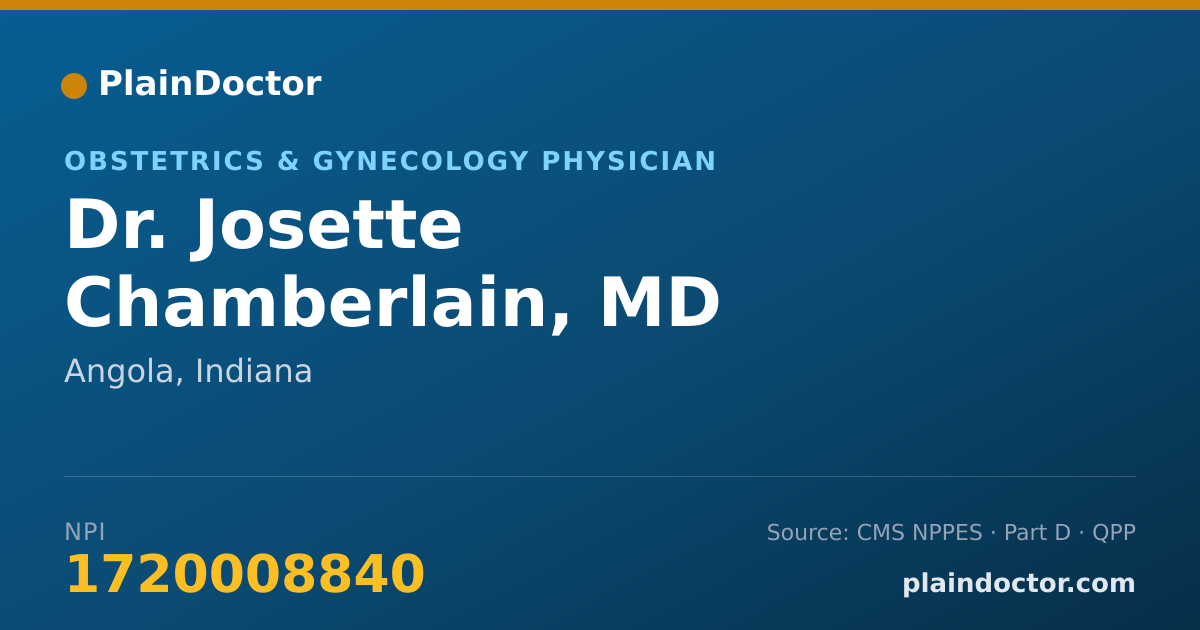 Shareable card for Josette Chamberlain, MD - Obstetrics & Gynecology Physician, Angola, IN