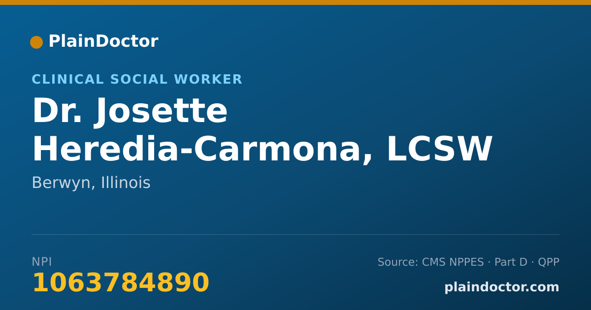 Shareable card for Josette Heredia-Carmona, LCSW - Clinical Social Worker, Berwyn, IL