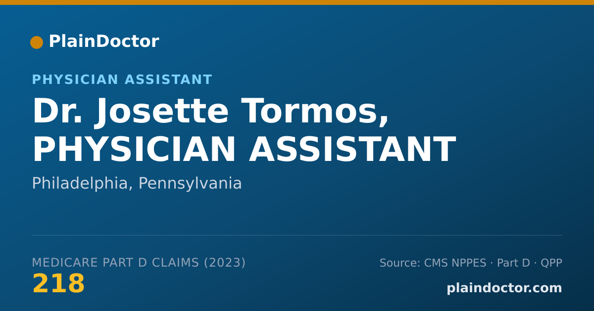 Shareable card for Josette Tormos, PHYSICIAN ASSISTANT - Physician Assistant, Philadelphia, PA