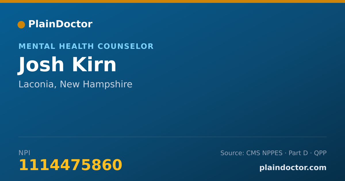 Shareable card for Josh Kirn - Mental Health Counselor, Laconia, NH