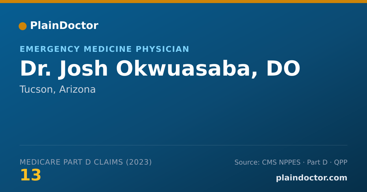 Shareable card for Josh Okwuasaba, DO - Emergency Medicine Physician, Tucson, AZ