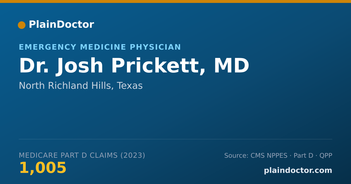 Shareable card for Josh Prickett, MD - Emergency Medicine Physician, North Richland Hills, TX