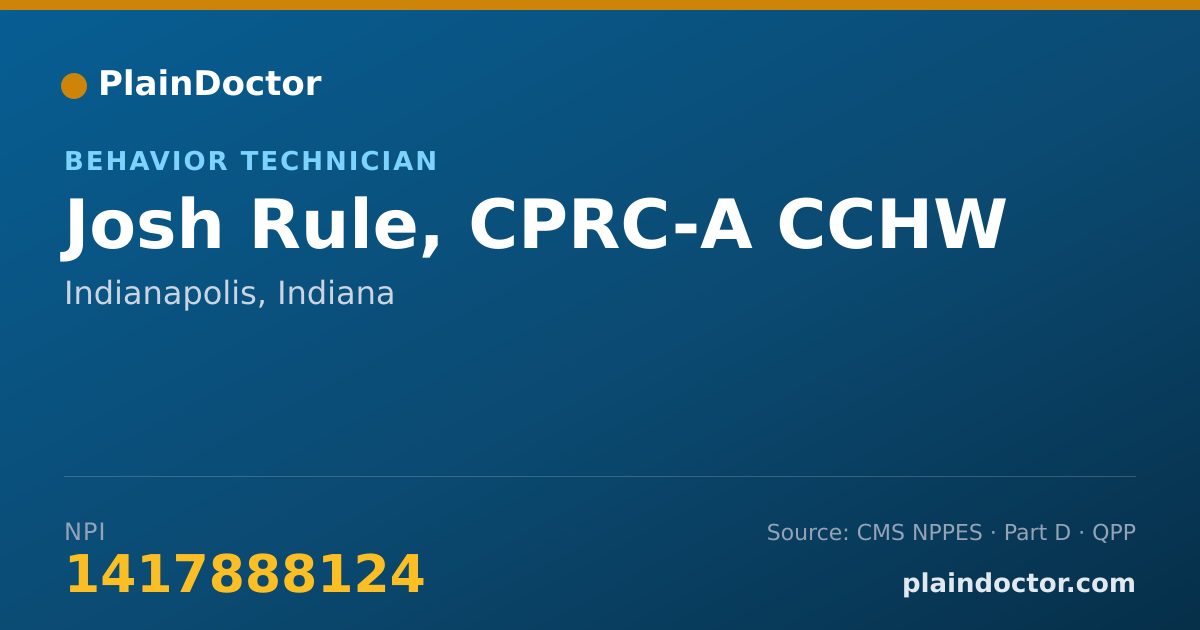 Shareable card for Josh Rule, CPRC-A CCHW - Behavior Technician, Indianapolis, IN