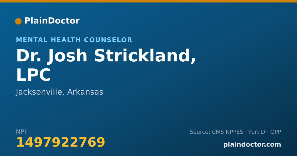 Shareable card for Josh Strickland, LPC - Mental Health Counselor, Jacksonville, AR